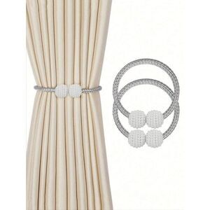 Premium 2PCS Magnetic Curtain Tiebacks Convenient Drape Tie Back Gray